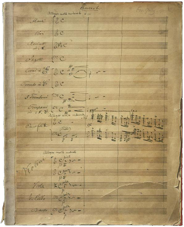 The Concerto for piano and orchestra in A Minor, op.16’s original manuscript, which is in the National Music Collection, the Royal University Library, Oslo.