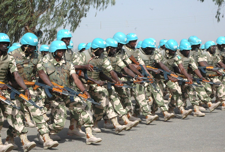 A Nigerian Infantry battalion advancing....