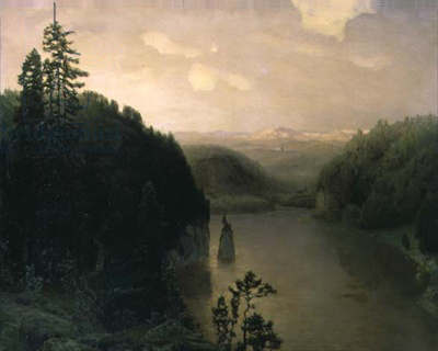Lake Gornoye in the Urals by Apollinari Mikhailovich Vasnetsov in 1895.
